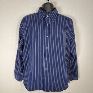American Eagle Mens Blue & White Striped Shirt XL Button Down Premium Vtg Fit